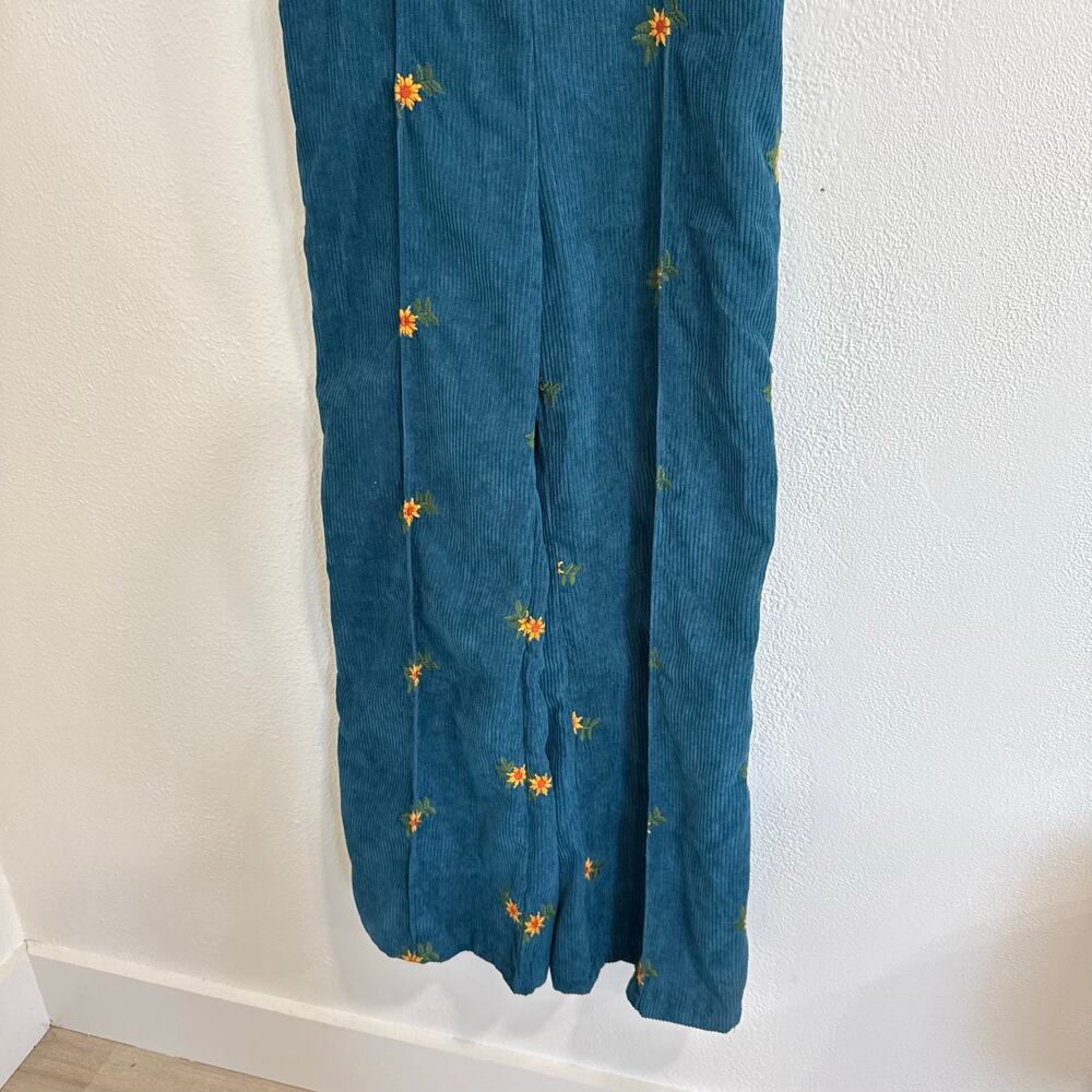 NWT Cider Ditsy Floral Embroidered Corduroy Wide Leg Overalls Jumpsuit Small - Picture 4 of 8
